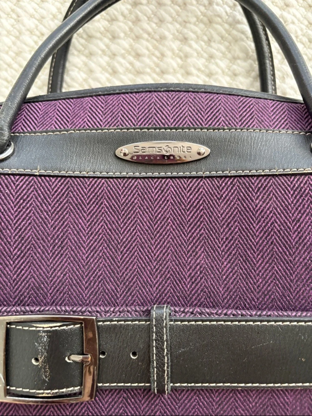 Samsonite Black Label Purple Men's Travel Briefcase with Black Leather Trim